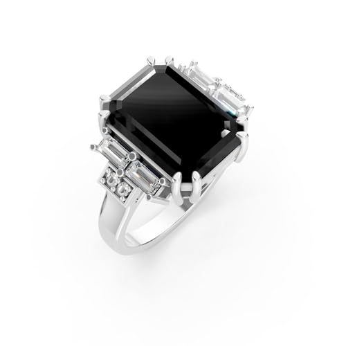 Unique Handmade Genuine Real Natural Black Onyx 925 Sterling Silver Promise Engagement Handmade Ring for Women (925 Sterling Silver, 9)
