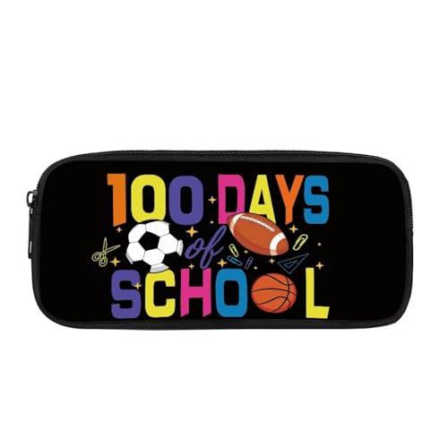 Image of Small Pencil Case Balls Sport Print Pencil Case Holder Box Storage Bag Kids Desk Organizer for School Girls Boys 100 Day of School Theme