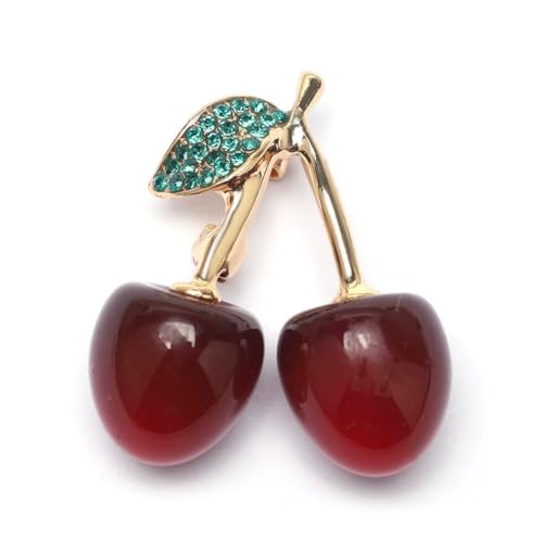 Image of Cherry Lapel Brooch Pin for Women Men Enamel Cherry Lip Brooches Pin Red Sexy Kiss Lip Mouth Lapel Pins Cherrys Jewelry Gift Cloak Scarf