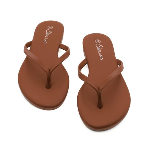 Image of Shoe Land Thong Flip Flops for Women, Memory Foam Flat Sandals, Lightweight Summer Slides, Non Slip Comfort Sandals for Beach, Travel and Everyday Wear