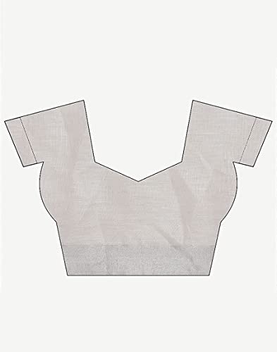 Image of STB-SILK TEXTILES BHAGALPUR Women's Bhagalpuri Linen Saree With Blouse Piece