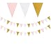 MF2FLAY Glitter Paper Banner, 20 Feet Triangle Sparkling Garland with 15PCS Pennants, Perfect Hanging Decoration for Wedding, Baby Shower and Party Supplies - 2PCS x10 Feet (Pink+White+Gold)