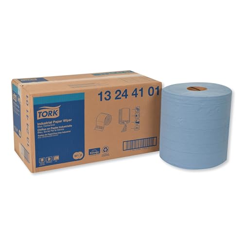 Tork Industrial Paper Wiper, 4-Ply, 11 x 15.75, Blue, 375 Wipes/Roll, 2 Roll/Carton (TRK13244101)