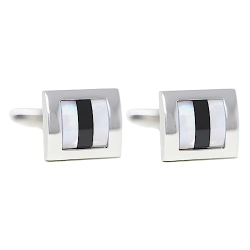 Mother Of Pearl And Onyx Stripe Cufflinks Men Birthday Father's Gift Cuff Links #TOP1