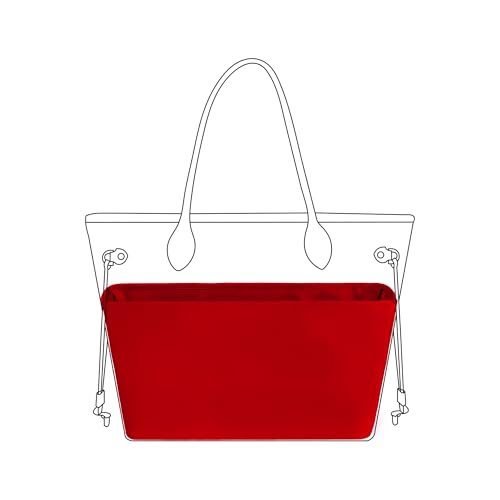 Image of DGAZ Purse Organizer Insert Fits Neverfullbag BB /PM /MM /GM,Silk Bag Organizer,Luxury Handbag & Tote Shaper(Rouge moyen,PM)