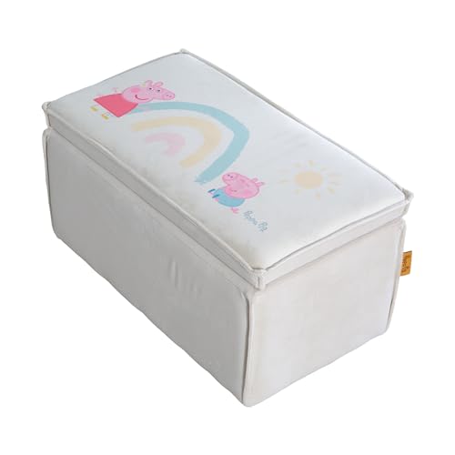 roba Banc-Coffre à Jouets Peppa Pig pour Enfant - Tabouret en Bois et Velours pour Bébé dès 18 Mois - Boite de Rangement Rembourrée - Nettoyage Facile -...