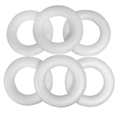 sunnates 6PCS Foam Wreath Form Circle Styrofoam Wreath 4-inch Wreath Forms for DIY Handicraft Projects Party Decorations Christmas and New Year Decorations White Foam Rings for Home Decoration
