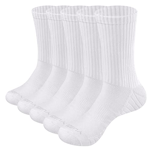 YUEDGE Lot de 5 paires de chaussettes thermiques en coton épais pour homme Noir/blanc/gris - Blanc - X-Large Cover