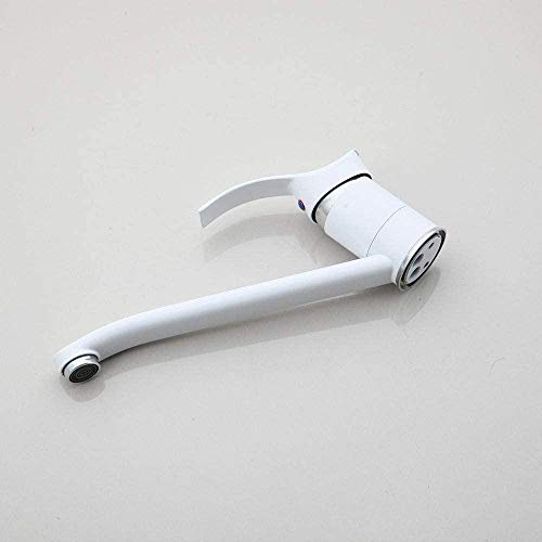 Robinet de bassin en laiton blanc et chrome double commande classique - 2