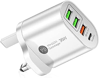 ELONSEY USB C 36W PD Wall Charger, 3.0 Quick Charging Multi-Port Power Adapter Compatible with iPhon 14/14 Pro Max/13 Pro/13 mini/12/11, New iPd 9, iPd mini 6, Glaxy S20 - White