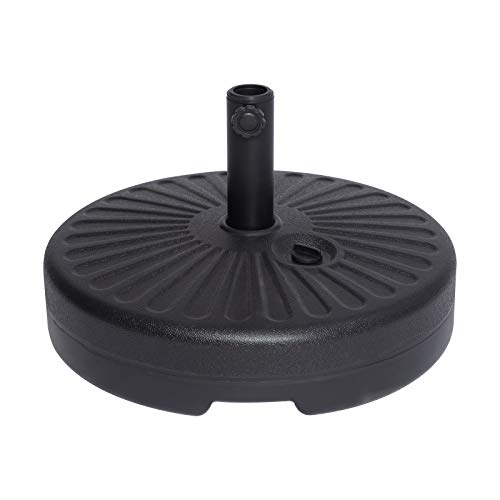 JEAOUIA Black Patio Umbrella Base Outdoor, Heavy Duty Offset Umbrella Holder Water Filled 50 LB Garden Steel Pole Round Base for 6 to 9Ft Sunshade Umbrellas for Yard, Garden and Beach - Thumbnail 6