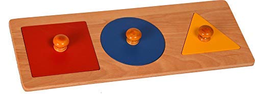 Kidken Montessori Three Shape Toddler Puzzle | Wooden Toddler Toys | Montessori Toy | Wooden Montessori Puzzle for 1+ Year Kids (B00RXX97RO) Amazon Price History, Amazon Price Tracker