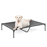 Garnpet XL Elevated Dog Bed for Large Dogs, Extra Raised Dog Cot Beds, Heavy Duty Pet Cots with Durable Supportive Teslin Recyclable Mesh, Indoor & Outdoor Pet Bed, Dark Grey