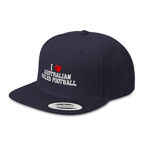 Snapback Hats For Men & Women I (Love) Australian Rules Football Red Heart Sports Lovers Rugby Acrylic Flat Bill Baseball Cap Navy Design Only #TOP6