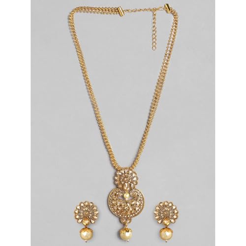 Image of Rubans Gold Plated Necklace Set Traditional Festive Jewellery for Women & Girls