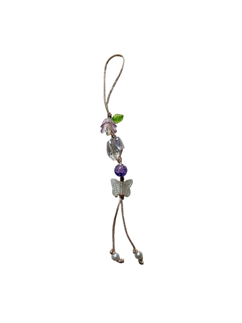 Aesthetic Pink Bow Phone Charm – Handcrafted Pale purple tulip thread Pendant for Mobile Smartphone & Accessories | Cute & Stylish Phone Jewelry for Girls & Women-image-37
