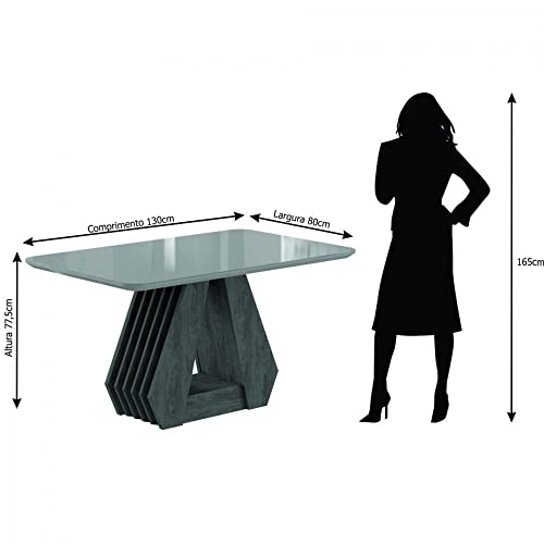 Conjunto Sala de Jantar Mesa Tampo de Vidro/MDF Agata e 4 Cadeiras Paola Cimol Nature/Off White/Nude