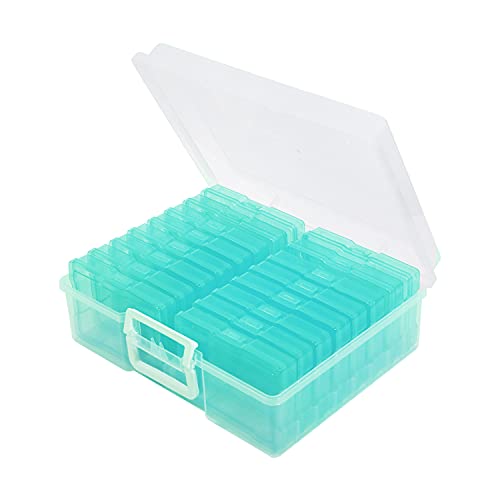 Naivees Estojo de foto 10 x 15 cm – 16 caixas organizadoras de fotos internas transparentes, caixa de armazenamento de fotos para fotos, imagens, arte (verde)