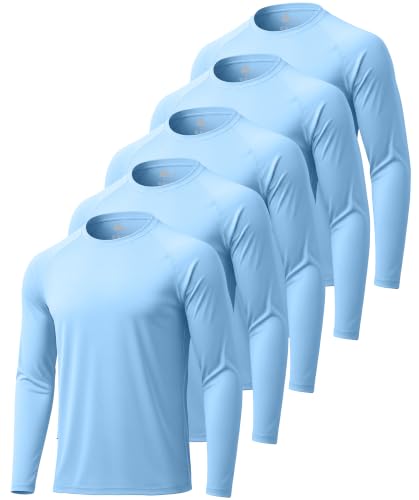Image of ZITY 5 Pack Long Sleeve Shirts for Men UPF 50+ Sun Protection Fast Dry Lightweight Fishing Swim Rash Guard Workout Shirt