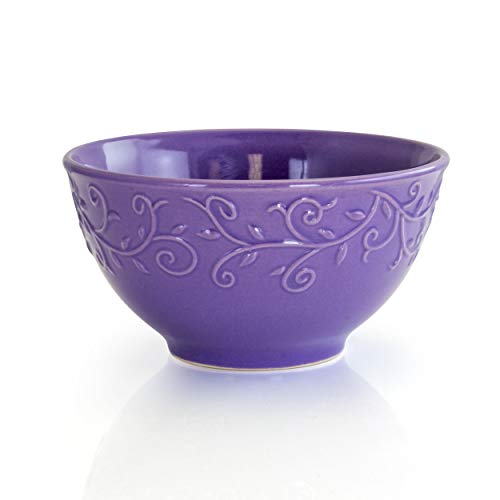 Elama Embossed Stoneware Elegant Round Dinnerware Dish Set, 16 Piece Set, Lilac Purple #TOP7