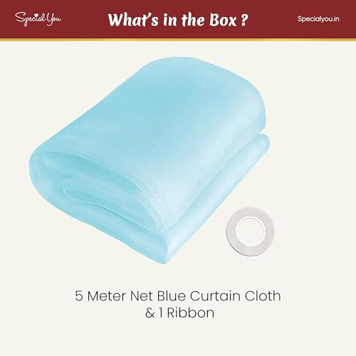 Image of Special You Canopy Tent for Decoration Bedroom, Room Decoration Items for Bedroom, Unstitiched Blue Net Cloth for Decoration 5mtr, Aesthetic Room Decor, Backdrop for Decoration, Canopy Bed Curtains