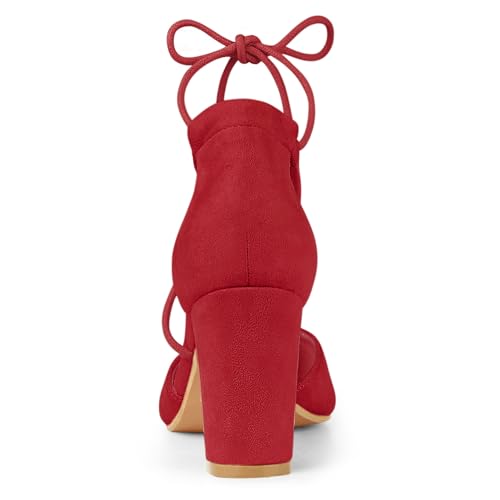 Image of Allegra K Women's Pointed Toe Chunky Heels Lace Up Sandals Pumps