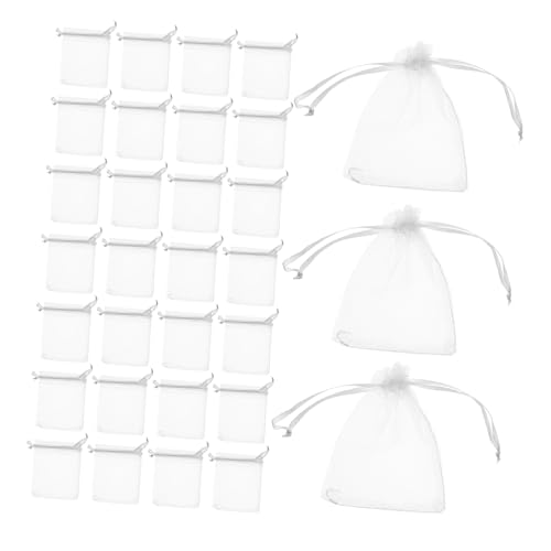 YOSADIER 100個 オーガンザメッシュ巾着袋 軽量通気性ジュエリーポーチ 小物ラッピング用 プレゼント包装に 結婚式やパーティー向け多用途 バ