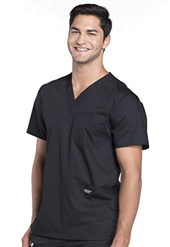 Cherokee V- Neck Men's Scrubs Top With Pockets Ww670, M, Black #TOP2