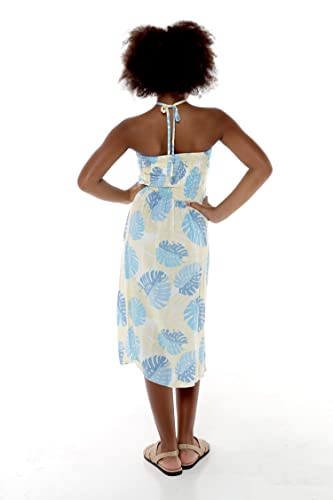 Matching Hawaiian Luau Sibling Boy Girl Butterfly Dress Aloha Shirt in Pacific Palm Cream4