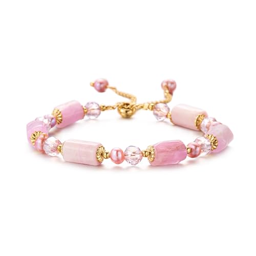 BELLA-Bee Healing Crystal Bracelets for Women Adjustable Rainbow Crystals Amethyst Tourmaline Natural Stone Beaded Bracelets for Women Spiritual Jewelry for Wishes, Protection and Anxiety Relief with Meaning Card (The Sanctuary of A Clear Mind)