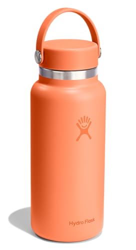 Image of Hydro Flask Water Bottle - Insulated Stainless Steel - Wide Mouth Flex Lid, Non Spill, Leakproof in 32 Oz Nectar Orange