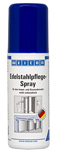 WEICON Edelstahlpflege-Spray 50 ml | Effektiver Edelstahlreiniger von metallischen Oberflächen | antistatisch & matt