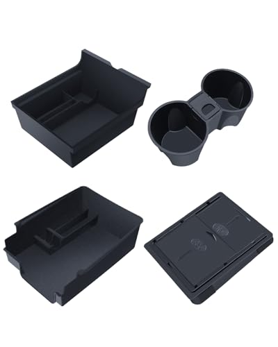 ASZSK Auto Aufbewahrungsbox für TES-la Model 3/Model Y 2024 2025 2026 Zubehör, mit Mittelkonsole Aufbewahrungsbox, Silikon Schalen, ArmlehneAufbewahrungsbox, Versteckte Box ,Getränkehalter