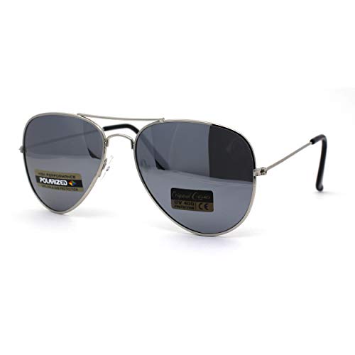 Polarized Silver Mirror Lens Police Style Cop Pilots Sunglasses2