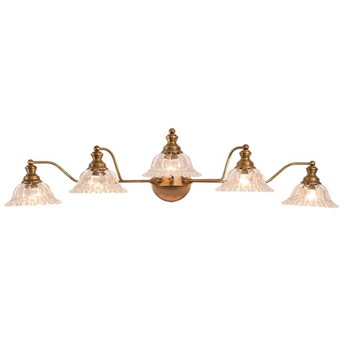Image of XIEDUN Vintage Brass 5 Light Vanity Light Bathroom Light