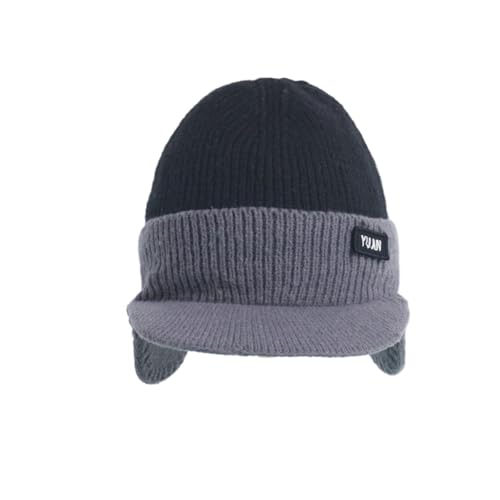 Gorro térmico grueso de punto con solapas para orejas y estilo bicolor invernal 3