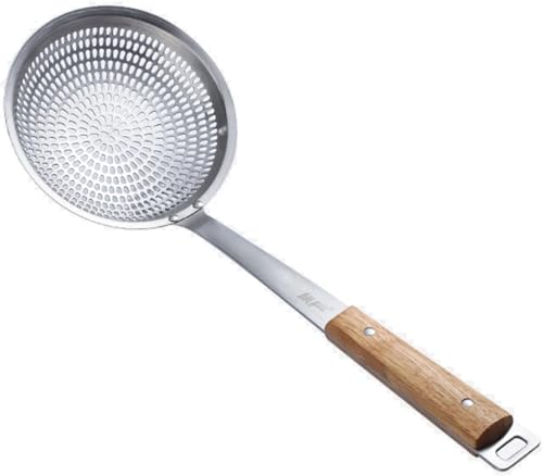 Geyaziu カス揚げ ステンレス すくいざる あく取り ざる そば揚げ 揚げ物 キッチンツールス ストレーナー用食品 油こし ストレーナー 湯切りざる 大容量 詰まり防止 多目的調理器具 フライドポテト・野菜・麺・ワンタン調理 吊り下げ収納可能 (14