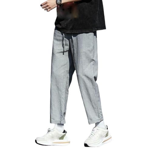 Pantalon japonais rétro homme en coton lin haut de gamme à rayures fines