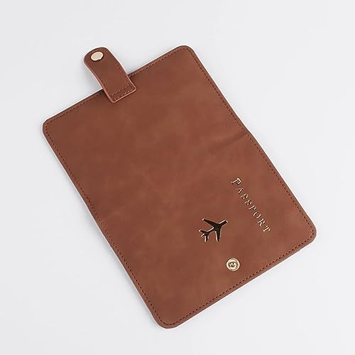 Image of House of Quirk Passport Holder Cover, PU Leather Passport Cover Case Organiser with Wallet for Credit Card, Money, Business Cards, Passport for Women Men (with Lock Brown)