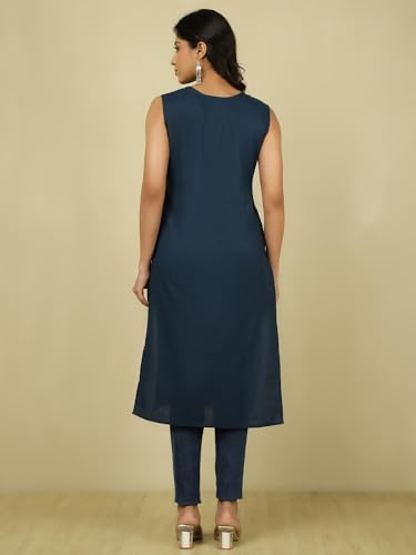 Image of Jaipur Kurti Embroidered Sleeveless Kurta