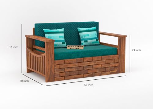 Image of Solid Sheesham Wooden Sofa Cums Bed with Mattresses for Living Room | Rosewood 2 Seater Sofa Cums Bed for Bedroom Without Pillow (C-Natural Finish)