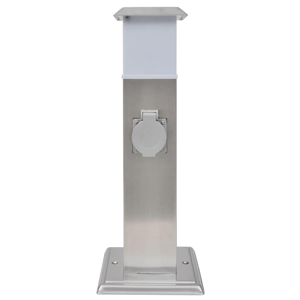 Genérico Presa Elettrica da Giardino a Pilastro Acciaio Inossidabile con Luce,Silver,1.26kg,41238