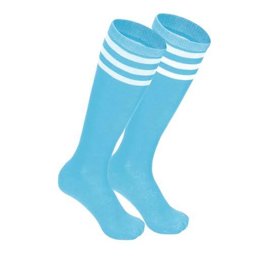 Century Star - Century Star Kids Boys Soccer Socks Toddler Girl Athletic Socks Cotton Stockings, 1 Pair Light Blue White, 6-9 Years
