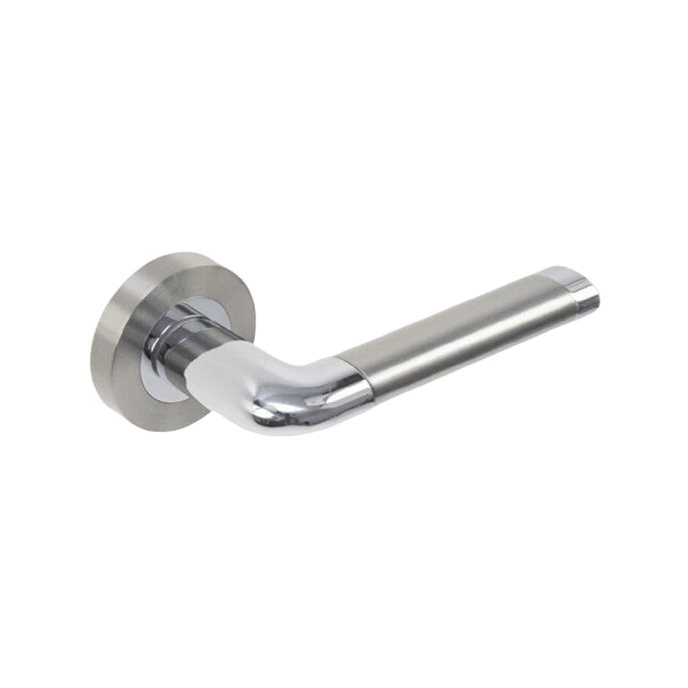 SkySnow IDH-010 Lever Door Handles, Polished Chrome Finish Internal Door Handle for Bedroom and Bathroom, Rose Internal Door Classic Series
