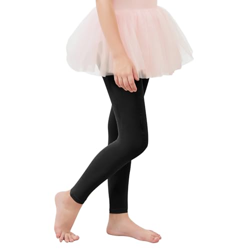 American Trends - Ballet Tights for Girls Footless Gymnastics Leggings Kids Soft Stockings School Uniform Dance Tights for Toddler, Black 8-12 Years
