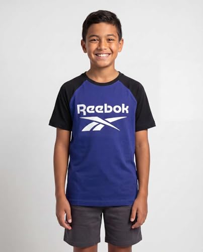 Image of Reebok 2 Pack: Boys Short Sleeve Raglan Cotton Crew Neck T Shirt Athletic Baseball Tee Tops Kids Teens Youth (6-18)