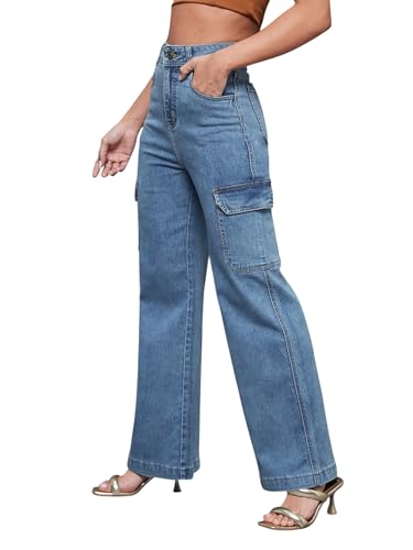 Image of Miss Chase Women's Wide Leg High Rise Regular-Length Stretchable Denim Jeans