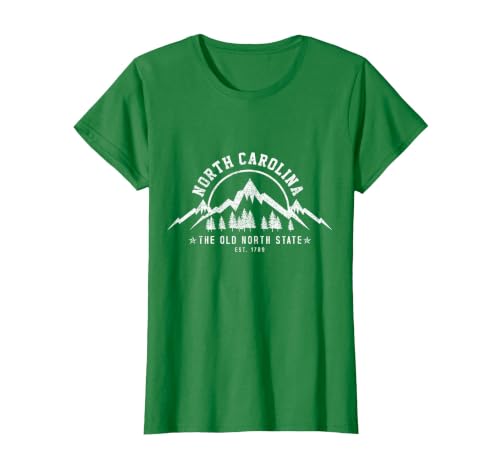 North Carolina The Old North State Est. 1789 Vintage T-Shirt, Women, Kelly Green, X-Small