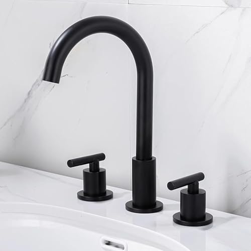 Tap de bassin pour salles de bains 3 trous en laiton noir mat au design rétro chic