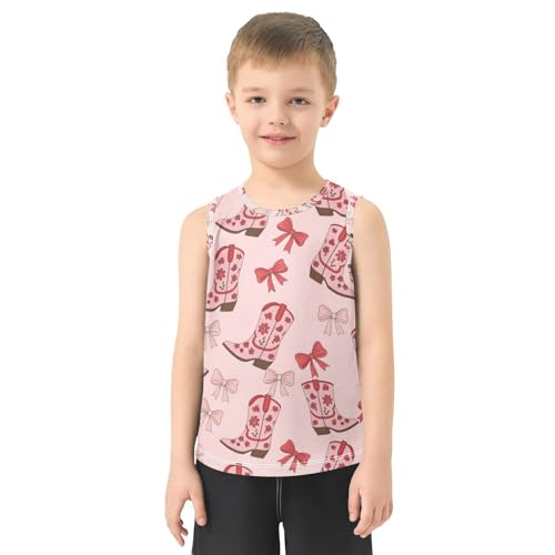 J JOYSAY Bow Tie Cowboy Boots Boys Tank Top Sleeveless Muscle Shirts Quick Dry Sport Active Workout Kids T-Shirts 3-15T2